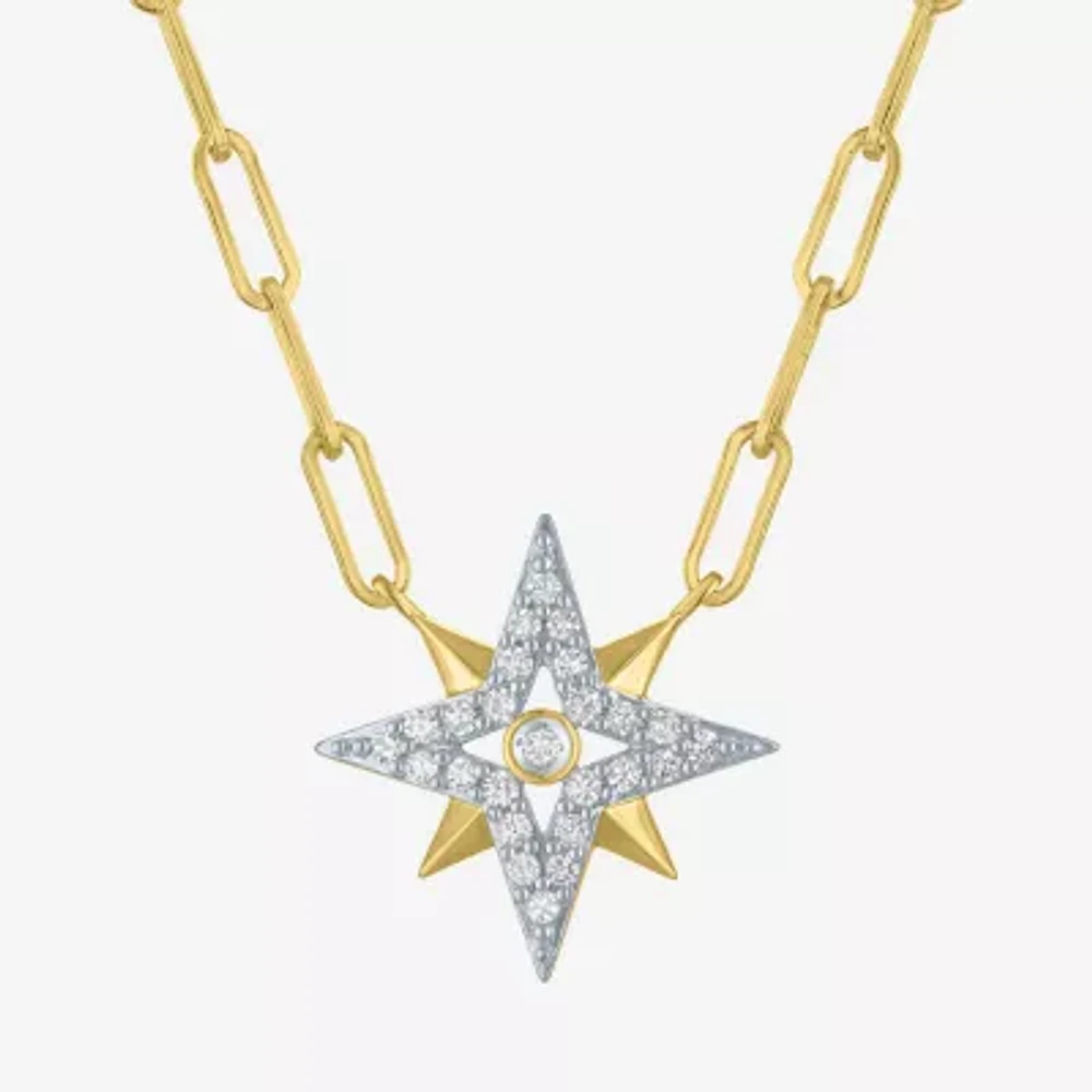 Diamond Addiction (G-H / I1-I2) North Star Womens 1/4 CT. T.W. Lab Grown White Diamond 14K Gold Over Silver Sterling Silver Star Pendant Necklaces