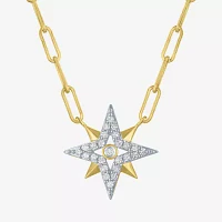 Diamond Addiction (G-H / I1-I2) North Star Womens 1/4 CT. T.W. Lab Grown White Diamond 14K Gold Over Silver Sterling Silver Star Pendant Necklaces