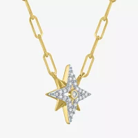 Diamond Addiction (G-H / I1-I2) North Star Womens 1/4 CT. T.W. Lab Grown White Diamond 14K Gold Over Silver Sterling Silver Star Pendant Necklaces
