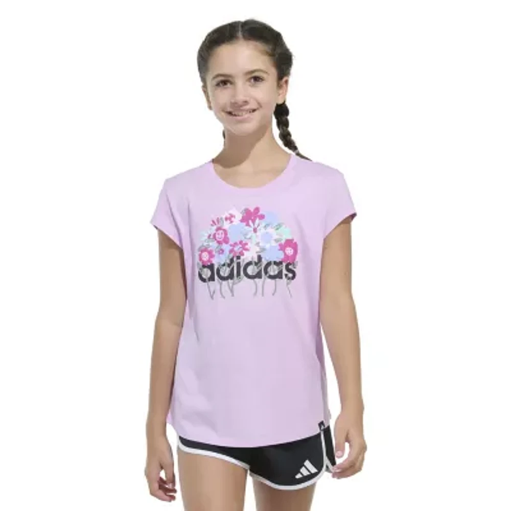 adidas Big Girls Crew Neck Short Sleeve Graphic T-Shirt