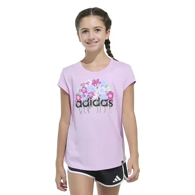 adidas Big Girls Crew Neck Short Sleeve Graphic T-Shirt