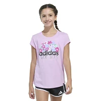 adidas Big Girls Crew Neck Short Sleeve Graphic T-Shirt