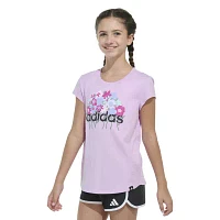 adidas Big Girls Crew Neck Short Sleeve Graphic T-Shirt
