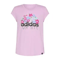 adidas Big Girls Crew Neck Short Sleeve Graphic T-Shirt