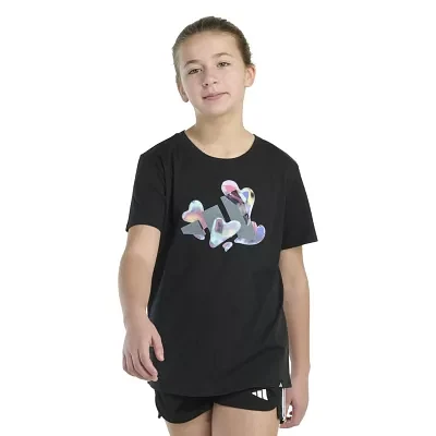 adidas Big Girls Crew Neck Short Sleeve Graphic T-Shirt
