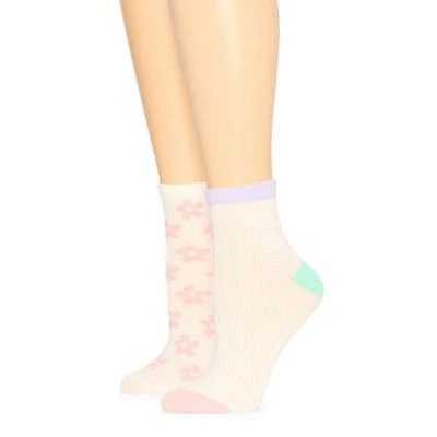 Arizona Mesh Waffle 2 Pair Quarter Ankle Socks Womens