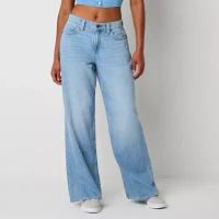 Arizona Juniors Womens Low Rise Wide Leg Jean