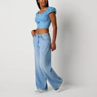 Arizona Juniors Womens Low Rise Wide Leg Jean