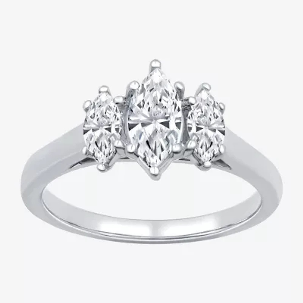 Love Lives Forever (G / Si1-Si2) Womens 1 CT. T.W. Lab Grown White Diamond 10K Gold Marquise 3-Stone Engagement Ring