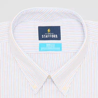 Stafford Coolmax Oxford Mens Big & Tall Regular Fit Long Sleeve Stripe Dress Shirt