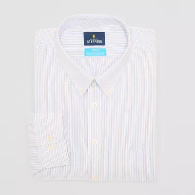 Stafford Coolmax Oxford Mens Big & Tall Regular Fit Long Sleeve Stripe Dress Shirt