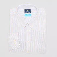 Stafford Coolmax Oxford Mens Big & Tall Regular Fit Long Sleeve Stripe Dress Shirt