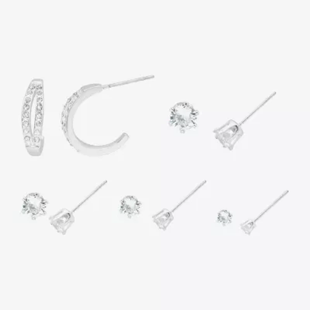 Sparkle Allure 5 Pair Cubic Zirconia Round Earring Set