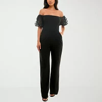 Premier Amour Off The Shoulder Womens Short Sleeve Jumpsuit