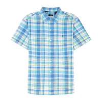 IZOD Madras Mens Classic Fit Short Sleeve Plaid Button-Down Shirt