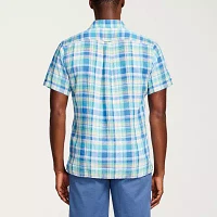 IZOD Madras Mens Classic Fit Short Sleeve Plaid Button-Down Shirt