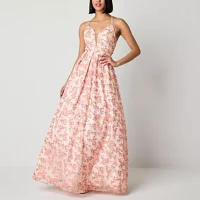 by&by Womens Sleeveless Floral Ball Gown Juniors