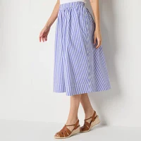 St. John's Bay Womens High Rise Stretch Fabric Midi A-Line Skirt