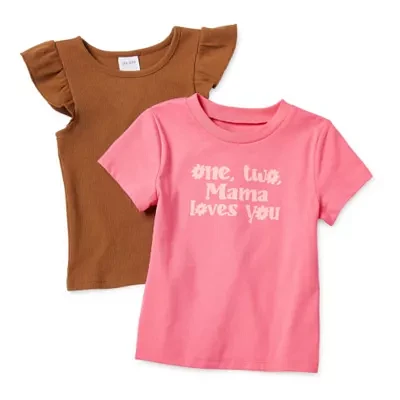 Okie Dokie Toddler & Little Girls 2-pc. Round Neck Short Sleeve T-Shirt