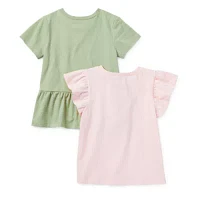 Okie Dokie Toddler & Little Girls 2-pc. Round Neck Short Sleeve Graphic T-Shirt