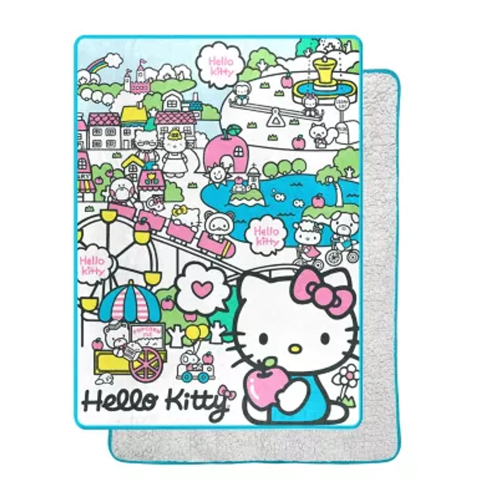 Northwest Hello Kitty Cute World Sherpa Midweight Throw