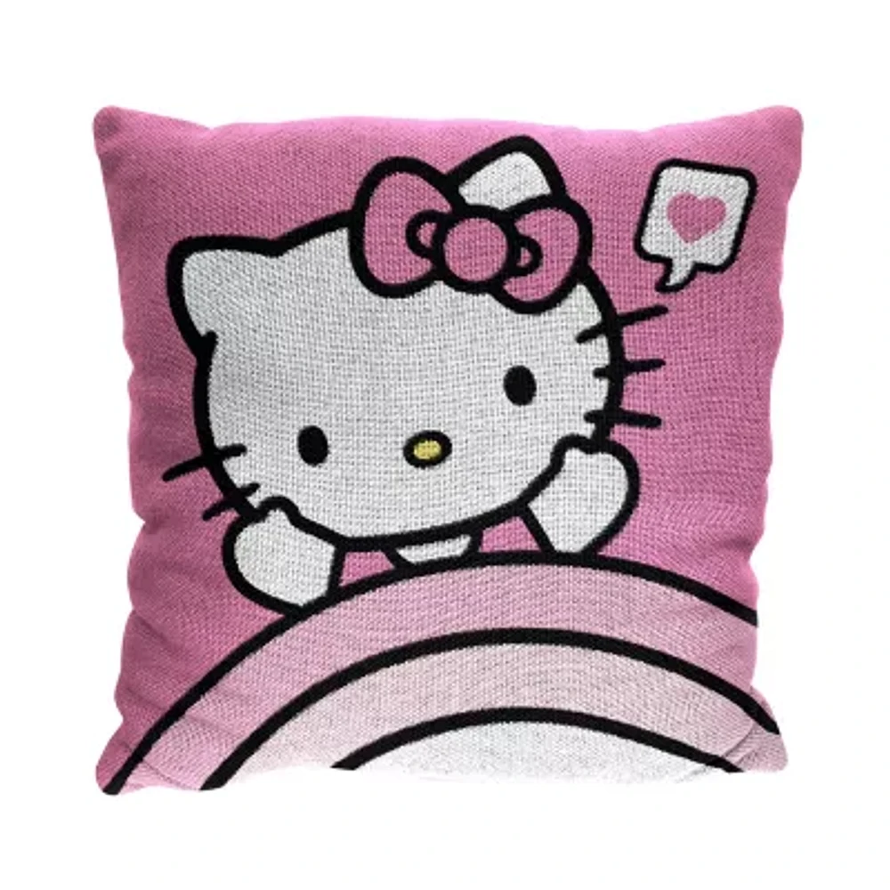 Northwest Hello Kitty Hugs Jacquard Square Throw Pillow