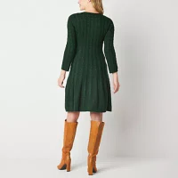 Jessica Howard Womens 3/4 Sleeve Sweater Dress