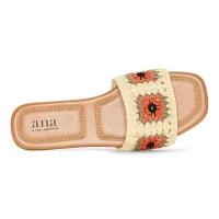 a.n.a Womens Corchet Slide Flat Sandals