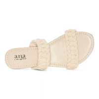 a.n.a Womens Double Band Crochet Slide Sandals