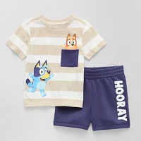 Happy Threads Baby Boys 2-pc. Bluey Short Set