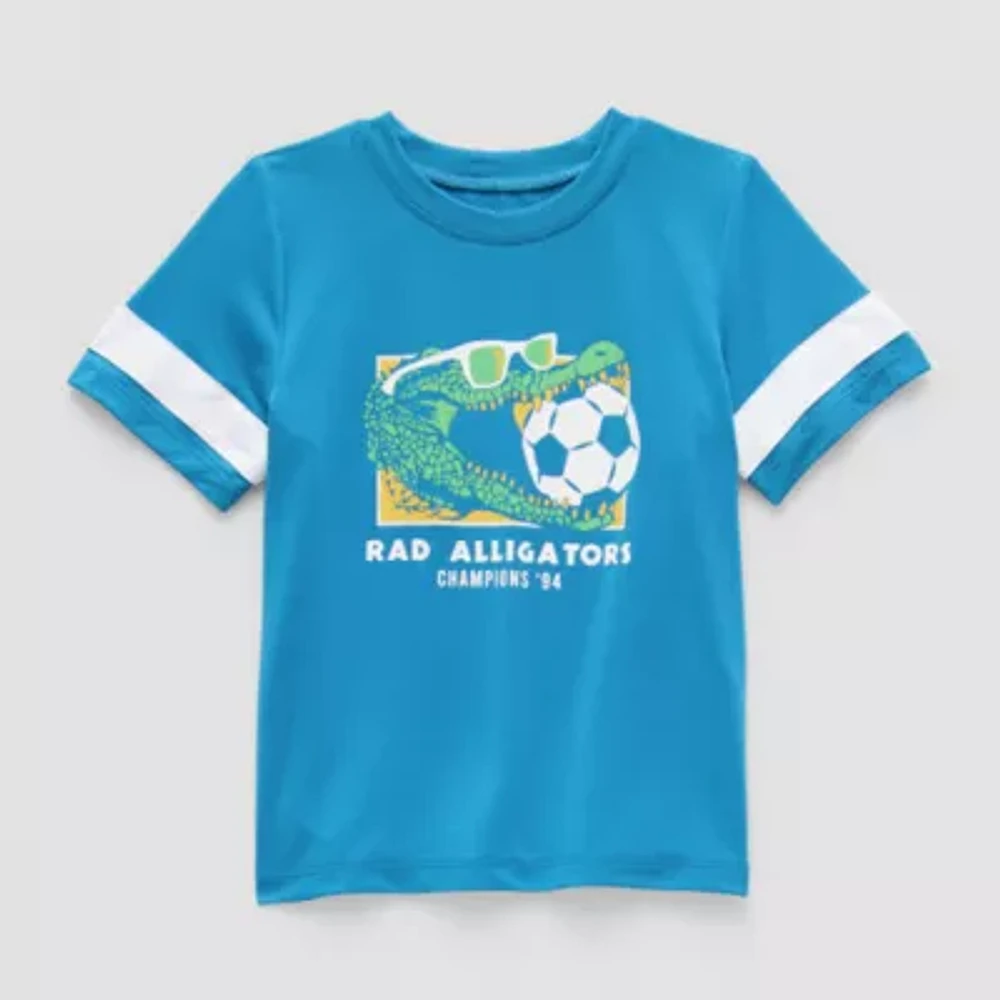 Okie Dokie Toddler & Little Boys Active Mesh Crew Neck Short Sleeve Graphic T-Shirt