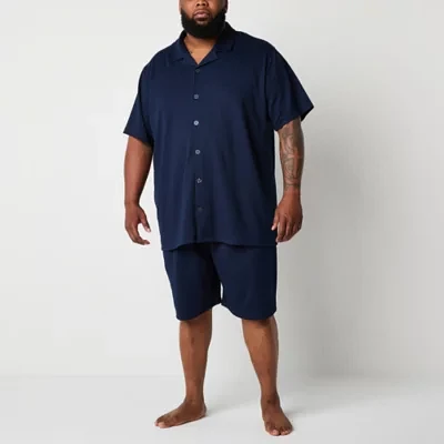 Stafford Mens Big Short Sleeve 2-pc. Shorts Pajama Set