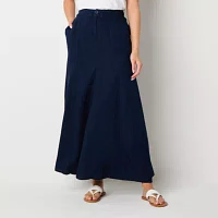 a.n.a Soft Drape Womens Mid Rise Long Denim Skirt