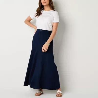 a.n.a Soft Drape Womens Mid Rise Long Denim Skirt