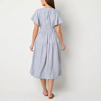 a.n.a Womens Short Sleeve Midi Shirt Dress