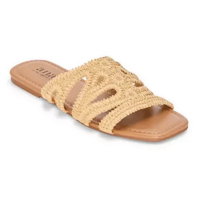 a.n.a Womens Crochet Strap Slide Sandals