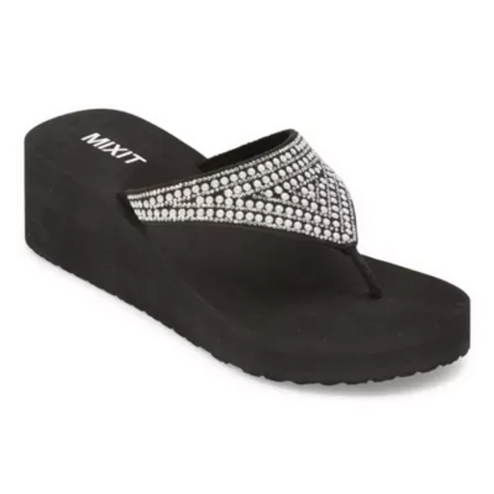Mixit Womens Triangle Thong Wedge Sandals