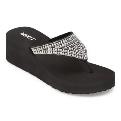 Mixit Womens Triangle Thong Wedge Sandals
