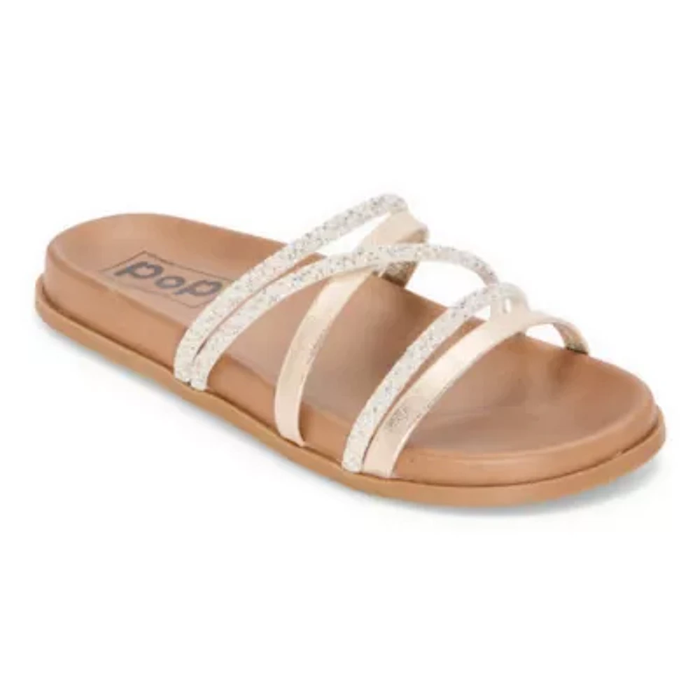 Pop Teodora Womens Criss Cross Strap Footbed Sandals
