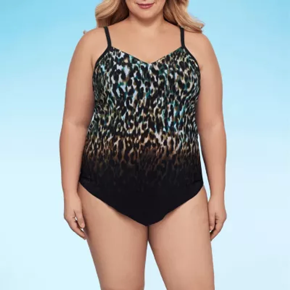 Trimshaper Animal Tankini Swimsuit Top Plus