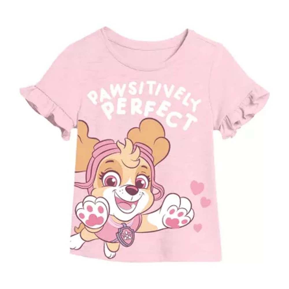 Xtreme Toddler Girls Crew Neck Short Sleeve Paw Patrol Graphic T-Shirt