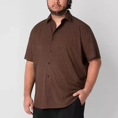 Stylus Big and Tall Mens Classic Fit Short Sleeve Checked Button-Down Shirt