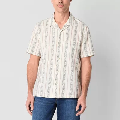 mutual weave Mens Short Sleeve Camp Shirt