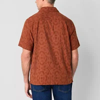 mutual weave Mens Short Sleeve Camp Shirt