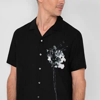 J. Ferrar Slim Mens Fit Short Sleeve Floral Button-Down Shirt