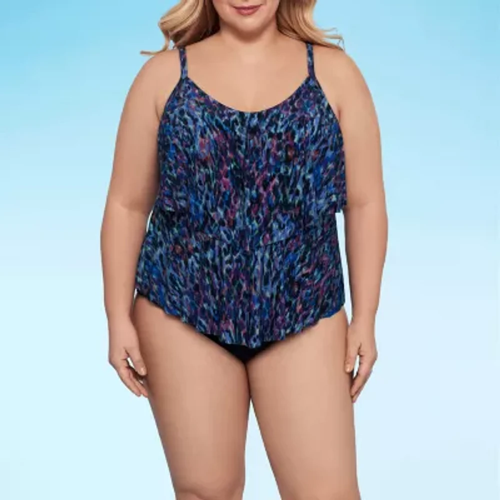 Trimshaper Animal Tankini Swimsuit Top Plus