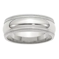 Personalized 8MM Sterling Silver Wedding Band