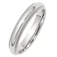 Womens 4MM Sterling Silver Wedding Band