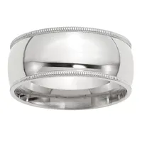 Milgrain Comfort Fit 9M Sterling Silver Wedding Band