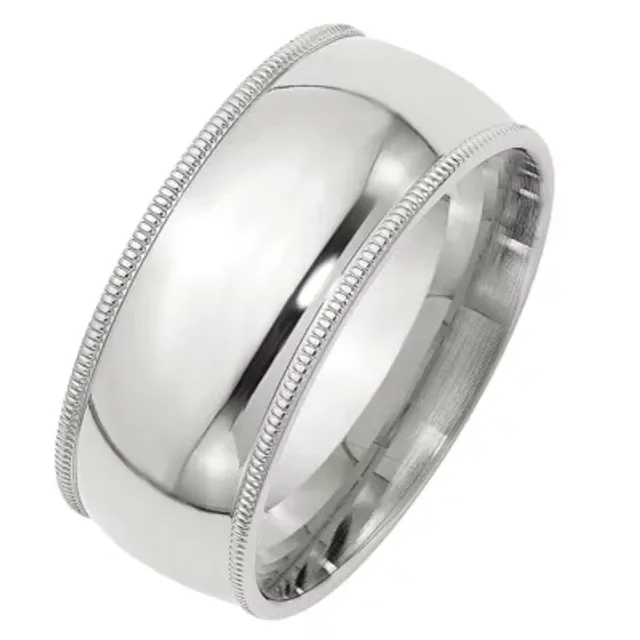 Zales Men's 9.0mm Comfort Fit Flat Wedding Band in Sterling Silver